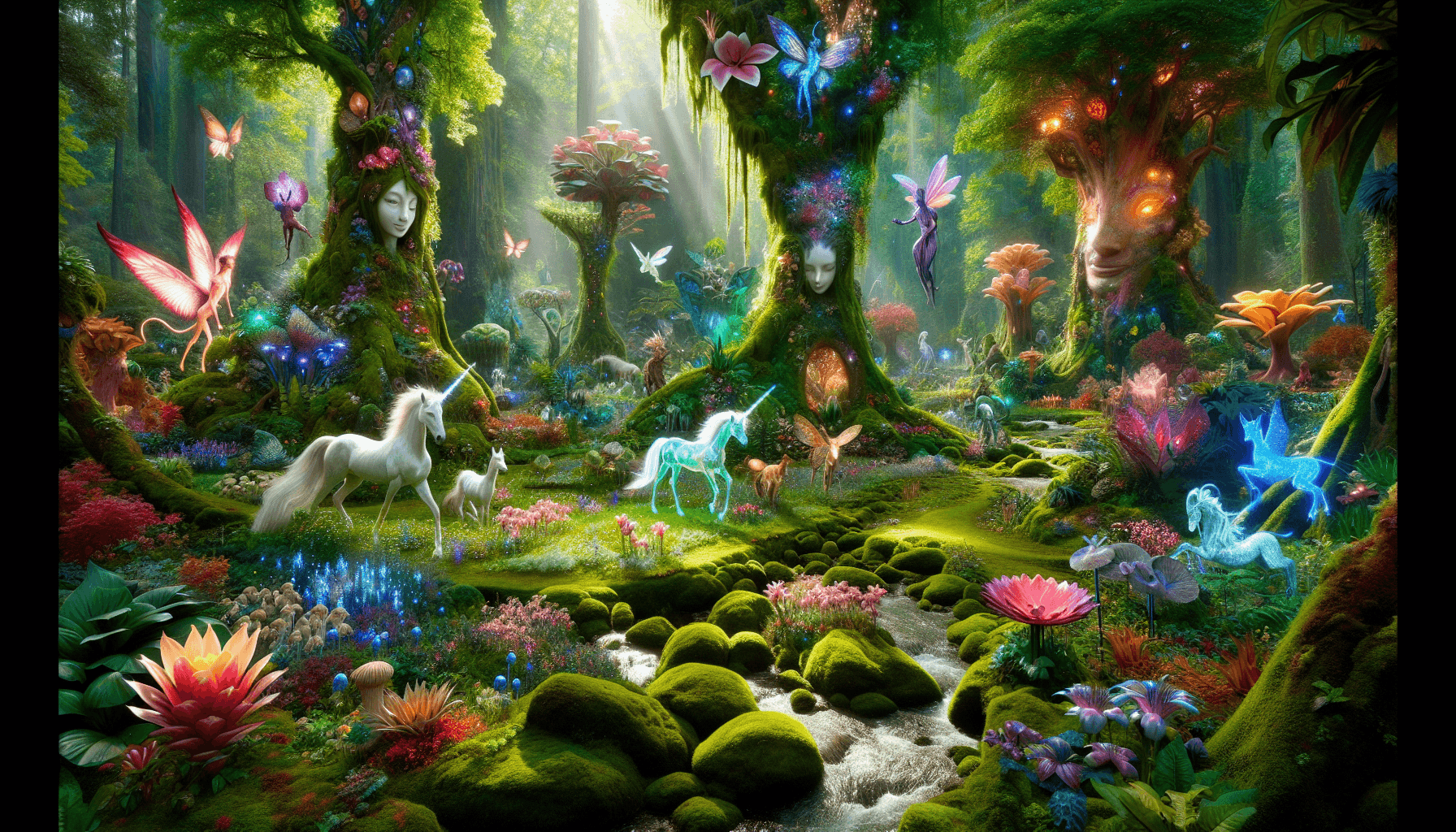 Whimsical forest scene